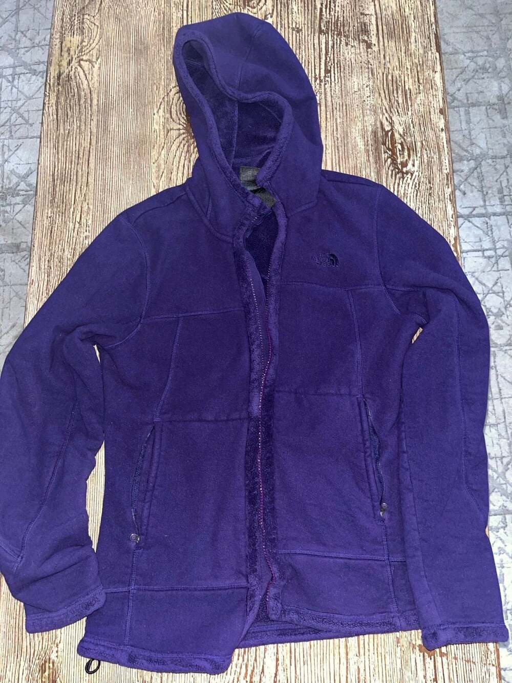 Women’s North Face Purple Hooded Fleece Full Zip SZ S